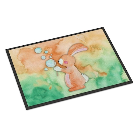Carolines Treasures 24 x 36 in. Rabbit & Bubbles Watercolor Indoor or Outdoor Mat BB7349JMAT